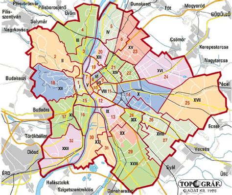 Budapest térképe CT-berendezések eloszlásával kerületenként