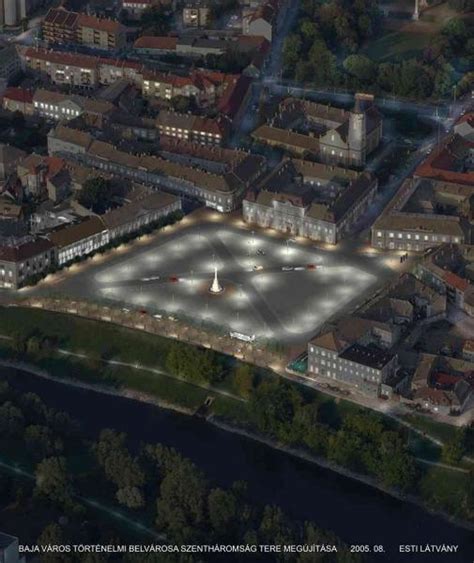 Székesfehérvár történelmi belvárosa madártávlatból