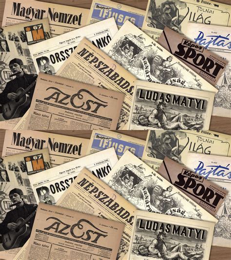 Korabeli magyar újságok címlapjai és szerkesztőségei