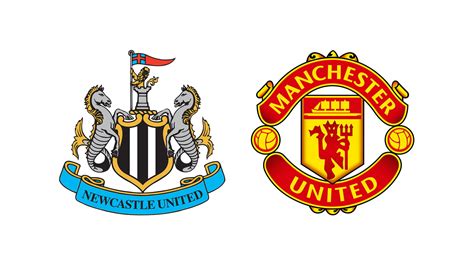 Manchester United és Newcastle United logója egy futballpálya hátterében