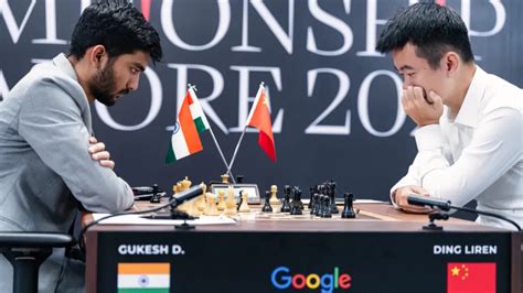 Dommaraju Gukesh és Ting Li-zsen a sakkvilágbajnoki döntőn