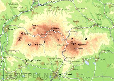 Térkép a Mátra túraútvonalairól