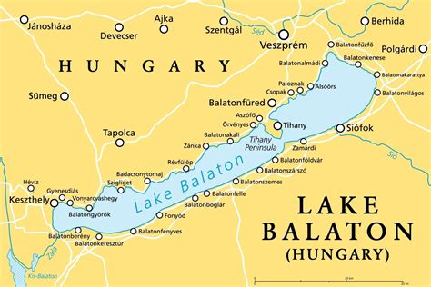 A Balaton térképe jelölve a Csillagtúra hét kikötőjével