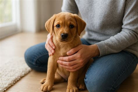 boldog kölyökkutya az új otthonában
