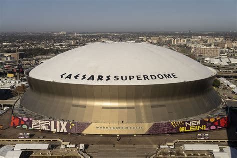 A Caesars Superdome stadion légifelvétele a Super Bowl idején