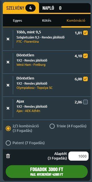 Odds mozgások diagramja élő fogadás során