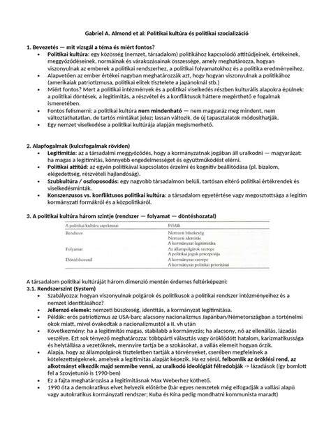 A politikai kultúra típusai: parokiális, alattvalói, résztvevői