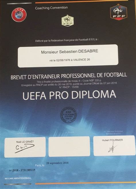 UEFA Pro licences diploma