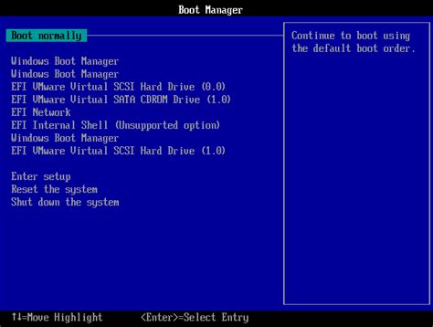 A Windows Boot Manager UEFI beállításai