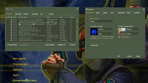 CS 1.6 beállítások menü, játékosnév mező
