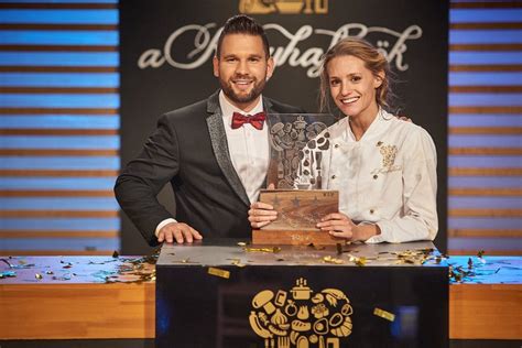 Sztarenki Dóra és Rácz Jenő a Konyhafőnök VIP forgatásán