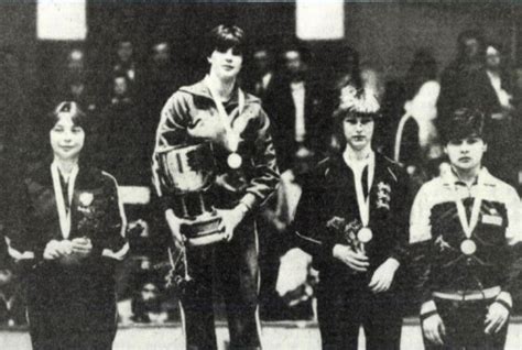 Bátorfi Csilla győzelmi dobogón az 1986-os prágai Európa-bajnokságon