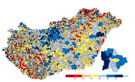 A nettó keresetek változása településenként 2024-ben 2023-hoz viszonyítva (%)