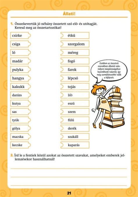 Infografika: Különböző típusú nyelvtani feladatok illusztrációja