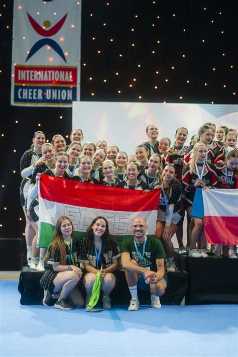 A magyar cheerleading csapat ünneplése az Európa-bajnokságon