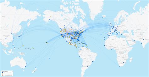 A United Airlines globális útvonalhálózata