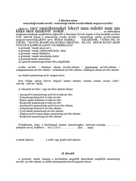 Kép: Kitöltött jogszabályi kérelem