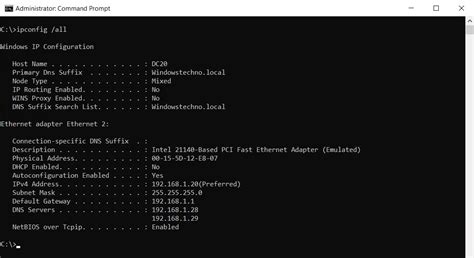 IP-cím ellenőrzése Windows parancssorban (ipconfig)
