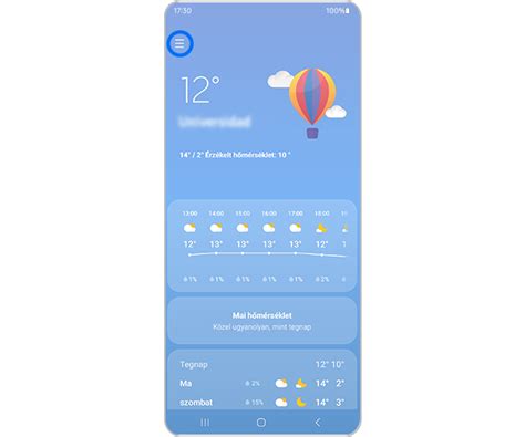 Időjárás Widget Beállítások Képernyő