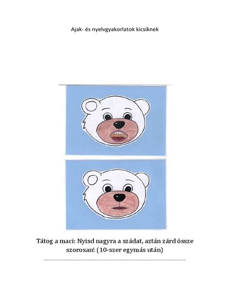 Ajak- és nyelvgyakorlatokat illusztráló grafika