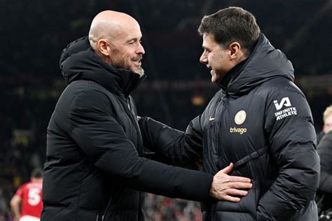 Mauricio Pochettino és Erik ten Hag edzők a mérkőzés előtt