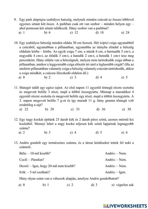 Régebbi Zrínyi feladatsorok