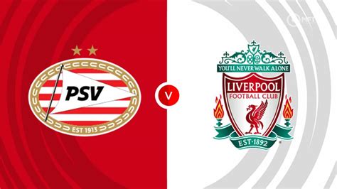 A Liverpool és a PSV logói, sportaréna háttérrel