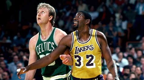 Larry Bird és Magic Johnson a pályán
