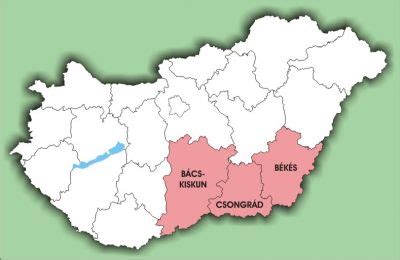 Térkép: Dél-Alföldi régió megyéi