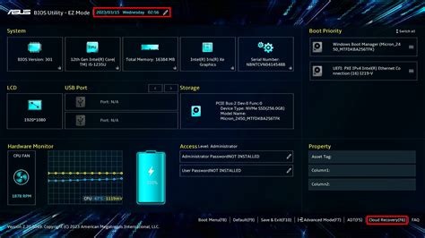 EVGA UEFI felület egyszerű grafikával