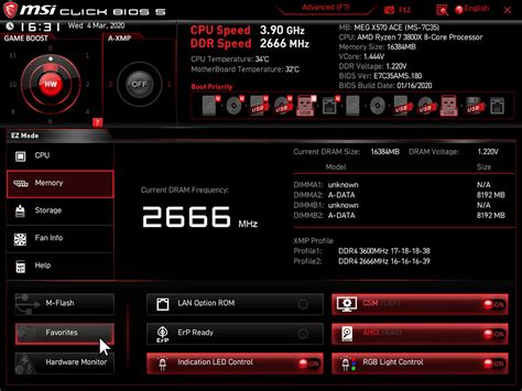 MSI UEFI felület elrendezése