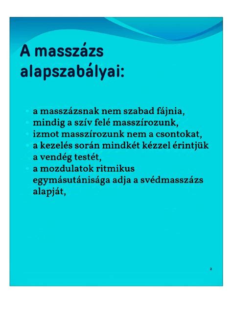 Különböző masszázs technikák illusztrációja