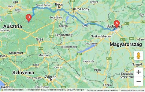 Térkép: Útvonal Sopron és Manchester között