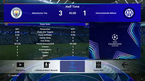 PES 2010 Champions League menü