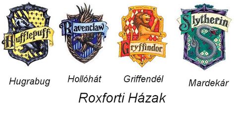 Roxforti házak kviddics csapatai színeikkel