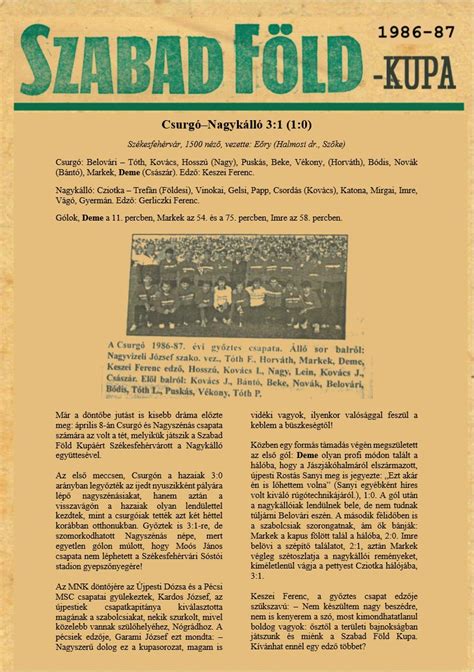 Az 1976-os Szabad Föld-kupa győztes csapat Sülysáp