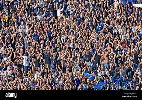 Football fans cheering in a stadium