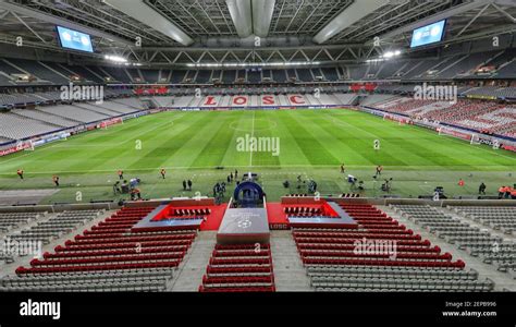 Lille OSC játékosai ünneplik a gólt a Stade Pierre-Mauroy-ban