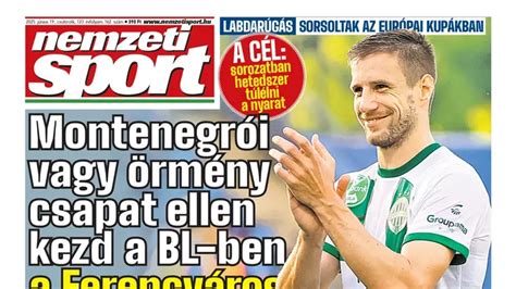 A Nemzeti Sport napilap borítója