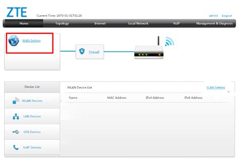 ZTE router admin felület Bridge mód beállításokkal