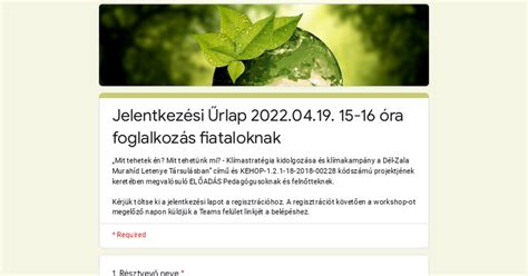 Online jelentkezési űrlap