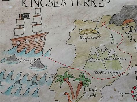 Kincskereső térkép jellegzetes utasításokkal