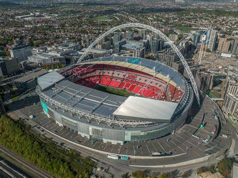 A Wembley Stadion légi felvétele a híres boltívvel
