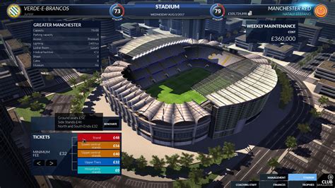 Football Club Simulator játékmenet irányítópult
