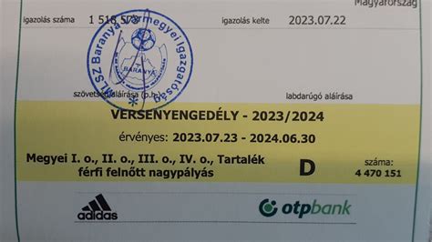 MLSZ versenyengedély igénylő lap