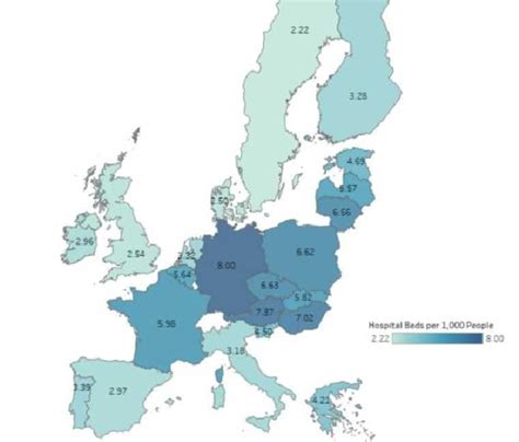 Kórházi ágyszám Európában 100 ezer lakosra vetítve
