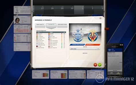 Képernyőfelvétel a FIFA Manager 12 menedzseri felületéről
