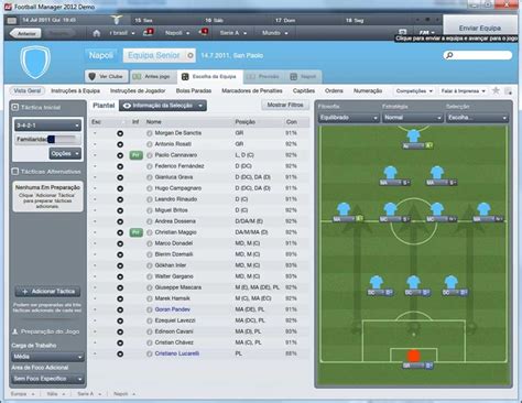 A Football Manager 2012 játékmenetének egy pillanata
