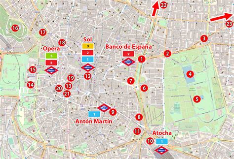 Madrid látnivalók térképe