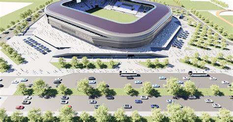 Modern stadion drónnal készített légi felvétele